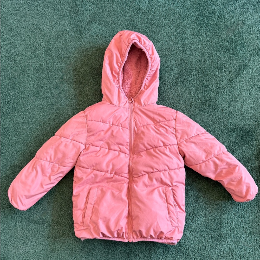 Pink Hooded Puffer Jacket